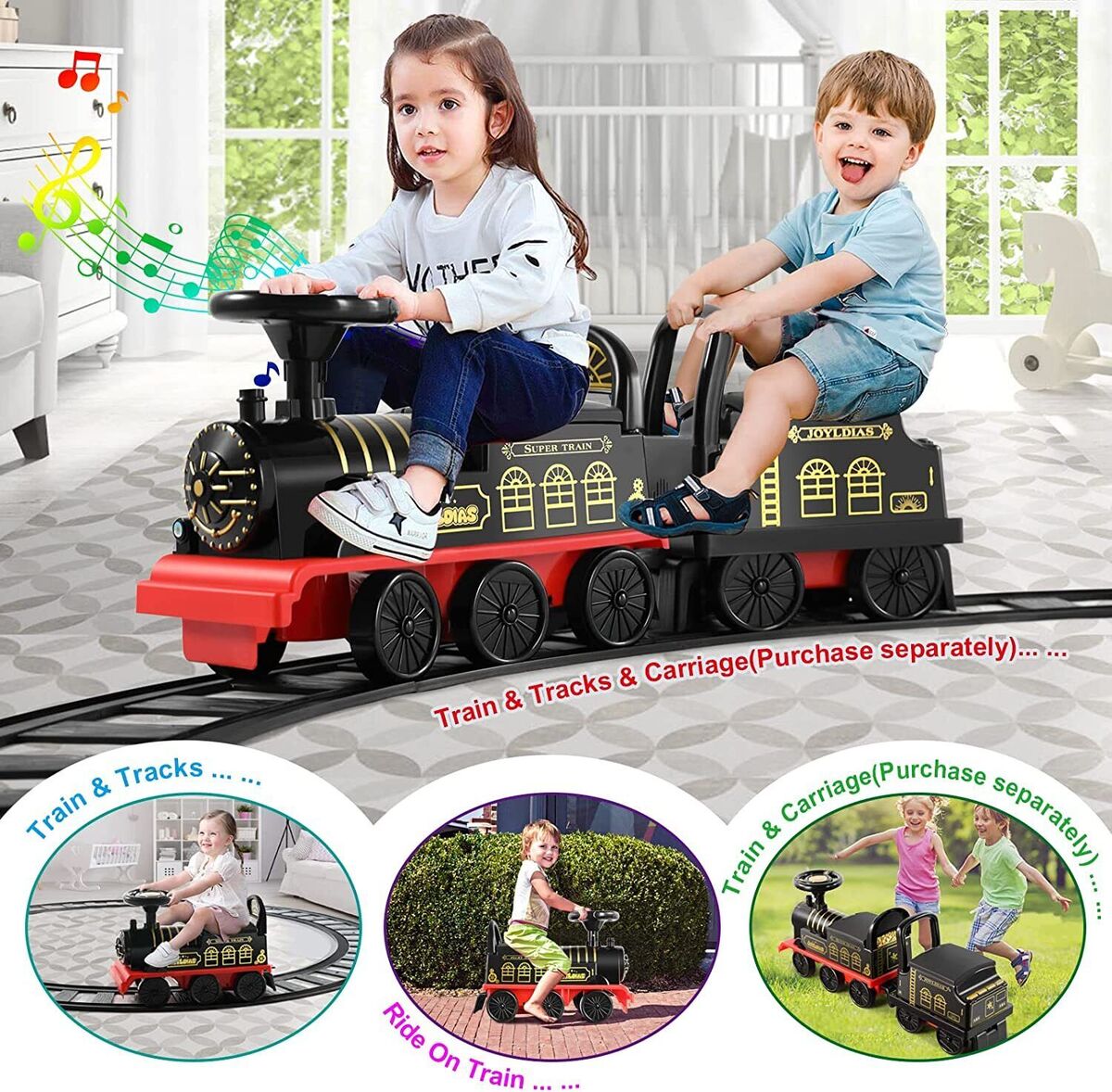 Kid 6V Electric Ride On Train Toy Motorized Train Engine Track Carriage Toy 3Y