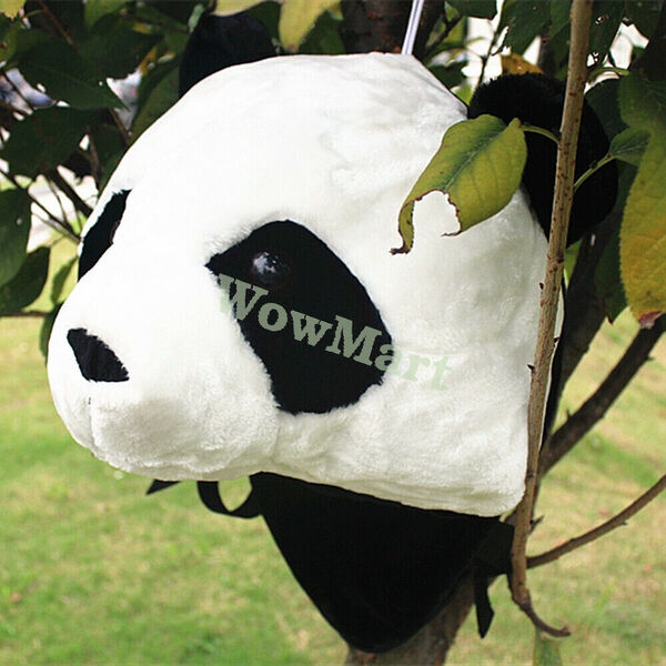 Kid &amp; Adult Unisex Lifelike 3D Panda Head Long Plush Bag Knapsack Backpack