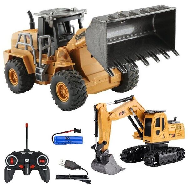 Remote Control Excavator / Bulldozer Sound Light 6-Channel Construction RC Toy