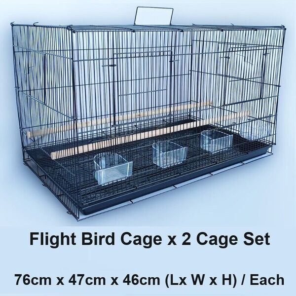 Large Stackable Finch Budgie Canary Parakeet Flight Bird Cage x 2 Cage Set 76cm