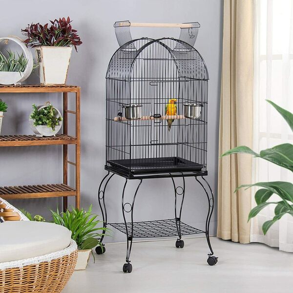 150cm Bird Parrot Pet Cage Aviary Open Top Perch Stand Wheel Canary Budgie Finch