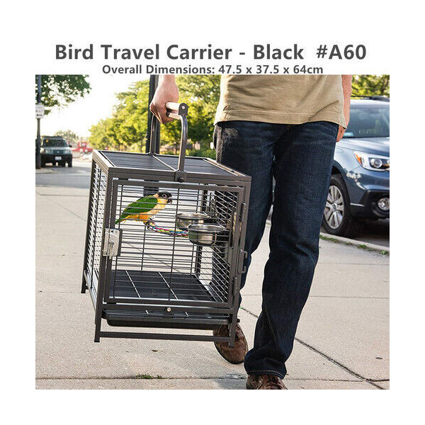 Metal Portable Bird Parrot Carry Cage Pet Travel Carrier Cage / Wheel / Cover