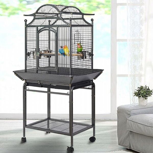 2-In-1 Parrot Cage Bird Cage &amp; Stand Open Roof Aviary Flight Cage 153cm