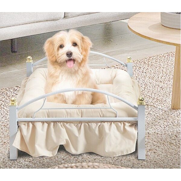 Metal Frame Dog Cat Pet Bed Comfortable Pad Soft Cushion Mattress 57x57x42 cm