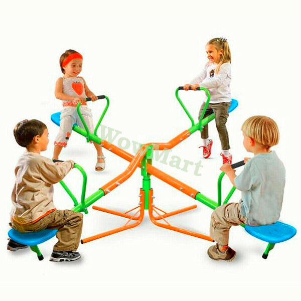 2-4 Kid 360° Quad Swivel Steel Seesaw Kid Indoor Outdoor Play Fun Toy 3-7 Yr