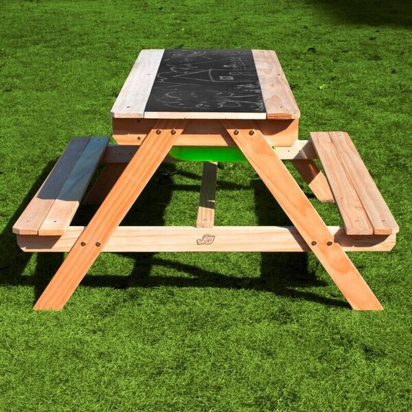 3-In-1 Kid Sand &amp; Water Outdoor Play Table Chalkboard Writing Picnic Table