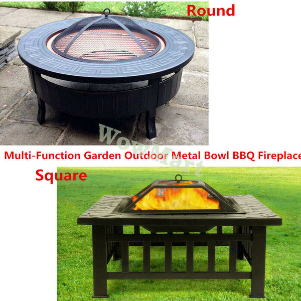 Multi-Function Garden Outdoor Metal Square / Round Bowl BBQ Fire Pit Fireplace