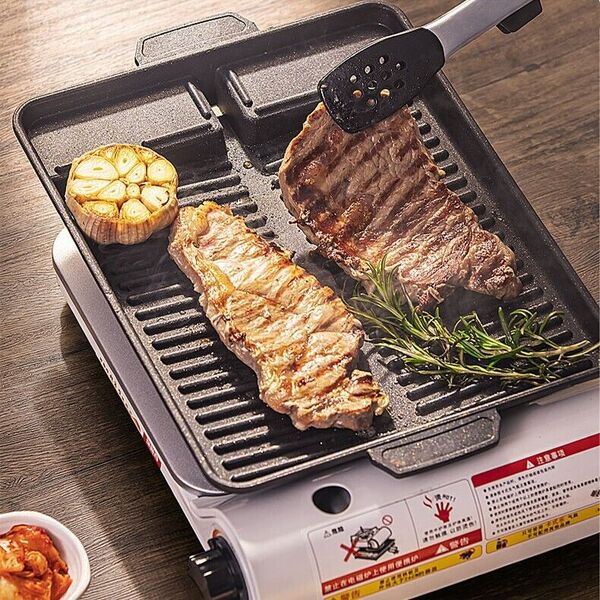 Portable Korean BBQ Grill Hot Plate Stone Coated Non-Stick Pan For Gas Stove