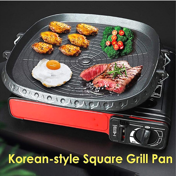 Portable Korean BBQ Grill Pan Stone Coated Non-Stick Hot Plate For Gas Stovetop