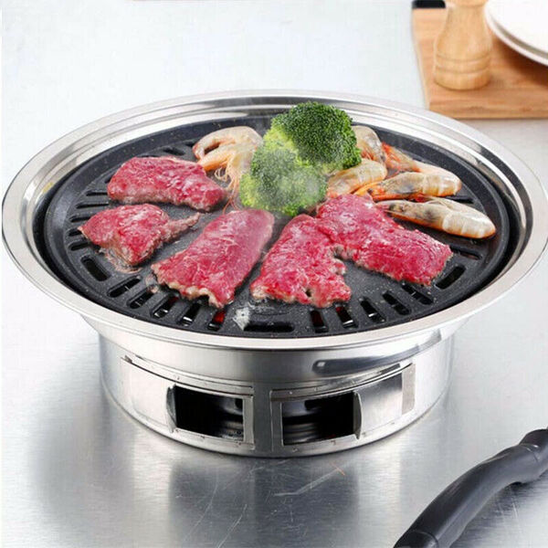 Portable 12 Inch 3-In-1 Stainless Steel Korean Charcoal BBQ Grill Fire Pit Stove