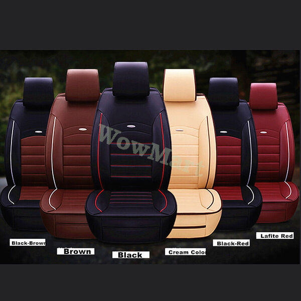 Universal PU Leather Car Front Rear 5 Seater Cover Support Cushion Full Set