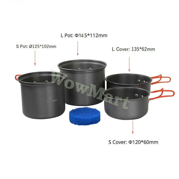 Camping Hiking Cookware Non-stick Cooking Pot Pan 6 Pcs Set &amp; Bag 2 Person