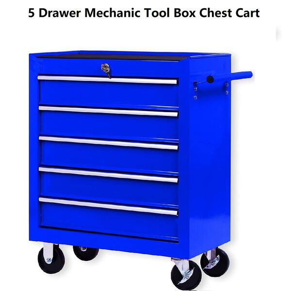 5 Drawer Tool Cart Box Trolley Storage Cabinet Mechanic Garage Toolbox Organiser