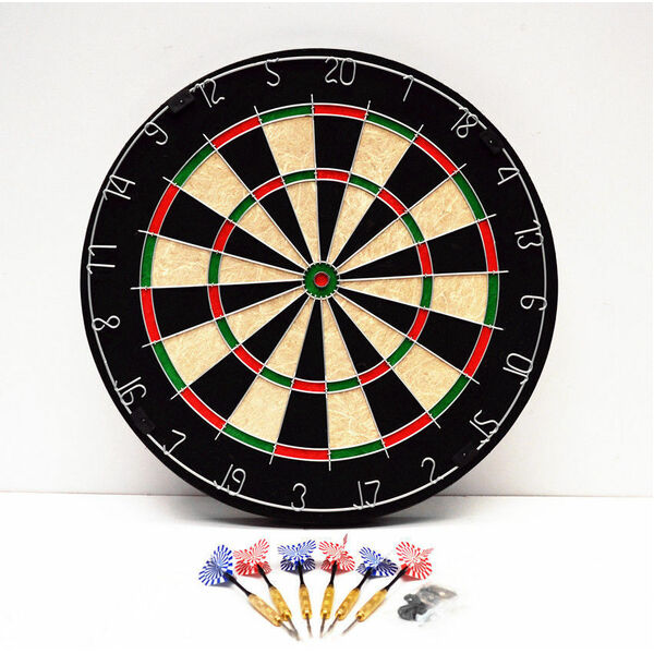 New Official Tournament Size Steel Wire 18&quot; Bristle Dartboard Free 6 Brass Dart