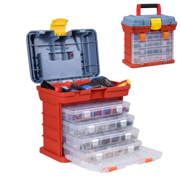 Heavy Duty Removable Tray Fishing Tackle Box Screw Bolt Parts Tool Box Organizer