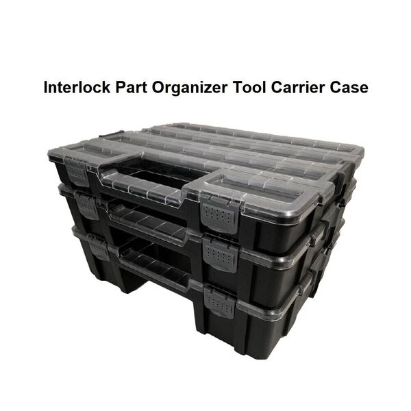 Interlock Stackable Screw Bolt Fastener Lego Parts Organizer Carry Case Tool Box