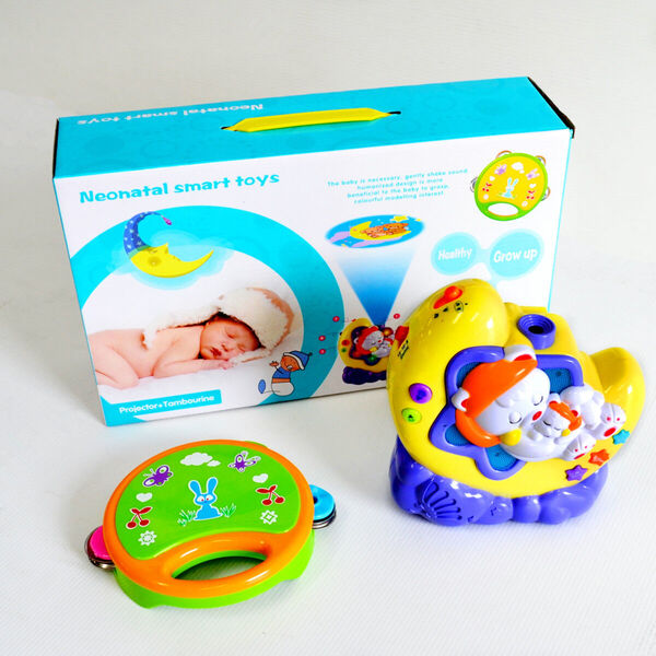 New Baby Bedroom Toy Cot Crib Night Light Musical Mobile Projector &amp; Tambourine