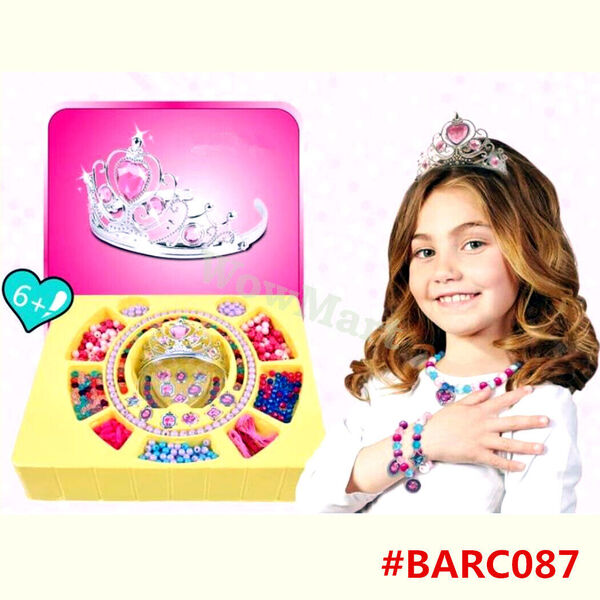 New Kid Barbie Girl Pretend Toy &quot;My Fashion&quot; Tiara Jewels Beads Kit Set #BARC087