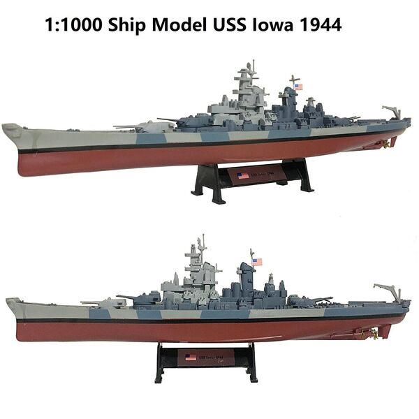 1:1000 WWII USS Iowa 1944 Battleship Model Pre-builded Warship Model 27cm