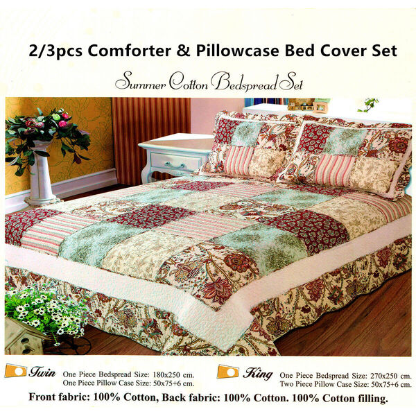 Cotton Coverlet Bed Cover Comforter &amp; Pillow Case Bed Spread Cover 2-3pc Set