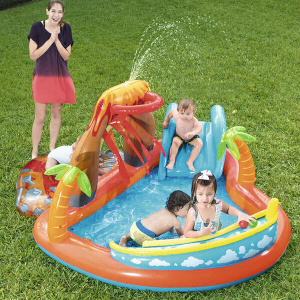 Bestway Splash Large Kid Inflatable Pool Lava Lagoon Water Play Centre 265x104cm