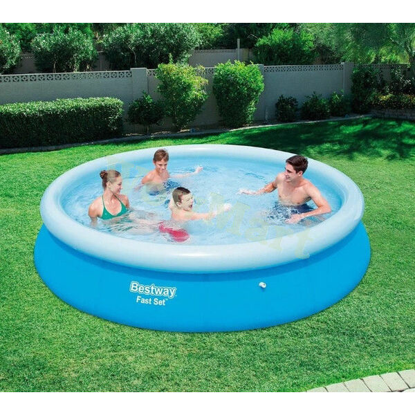 Bestway Inflatable Family 12 Foot Fast Set Pool 366cm x76cm &amp; Pool Cover