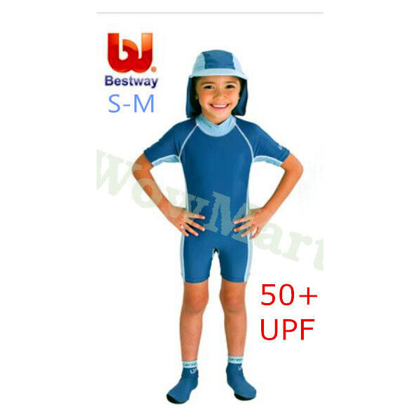 New Bestway UV Careful 50+UPF Swimwear Sun Suits Hat Sock Combo Set (S-M)