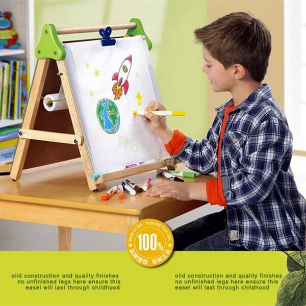 Kid Discovery 3-in-1 Wooden Tabletop Easel Black / White Board / Paper Roll