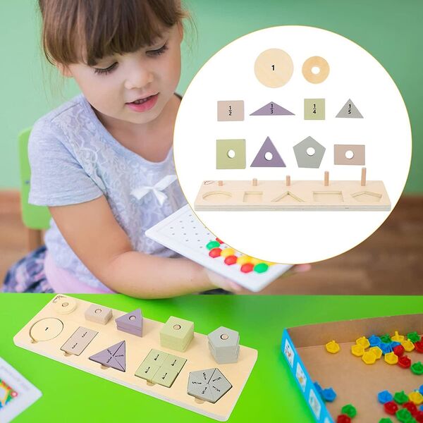 Wooden Montessori Math Percentage Block Sorting Puzzle Educational Learning Toy