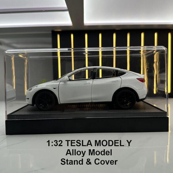 1:32 Alloy Tesla Model Y Car Model Stand &amp; Cover Sound Light Tesla Car Model Toy