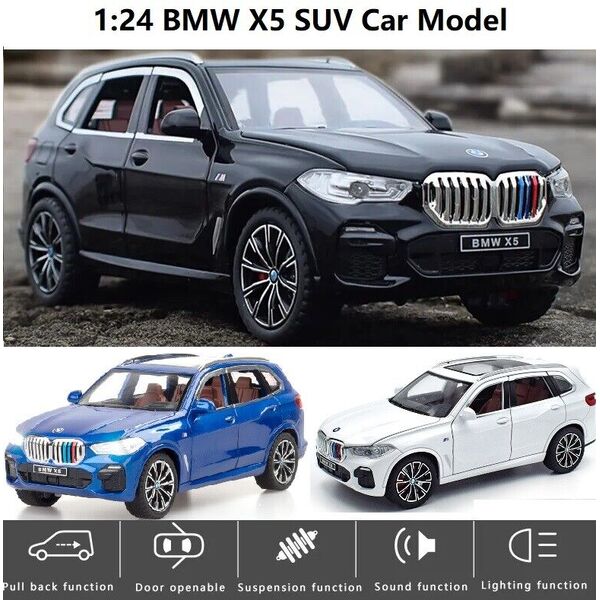 1:24 Alloy BMW X5 Car Model Sound Light Full Function Collection Car Model Toy