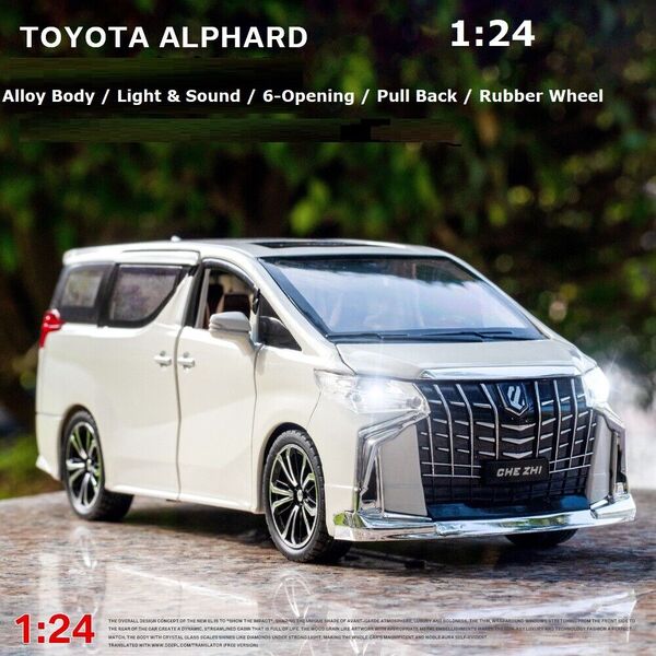 1:24 Alloy TOYOTA Alphard Car Model Sound Light Full Function Collect Model Toy