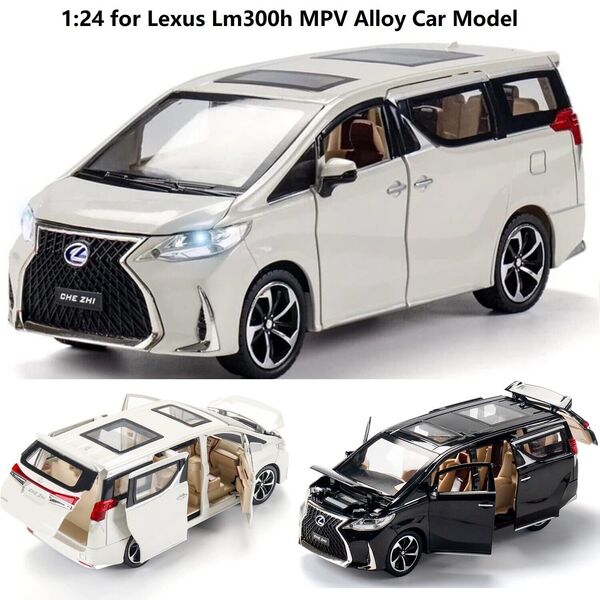 1:24 Alloy Lexus LM300H MPV Car Model Sound Light Full Function Car Model Toy