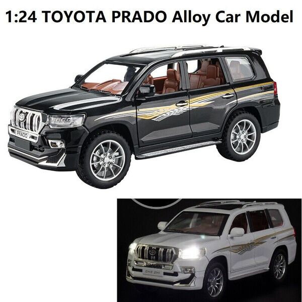 1:24 Alloy TOYOTA Land Cruiser Prado Car Model Sound Light Collection Model Toy