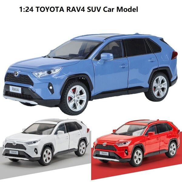 1:24 Alloy TOYOTA RAV4 SUV Car Model Sound Light Collection Car Model Toy