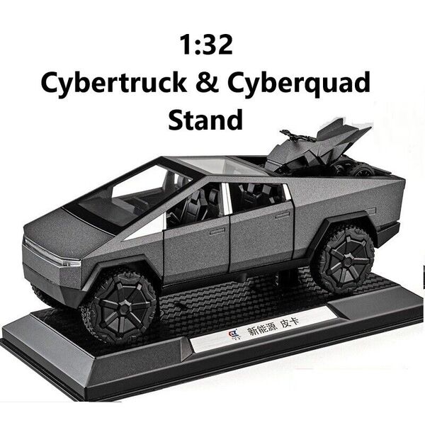 1:32 Diecast Alloy Tesla Pickup Cybertruck Cyberquad Car Model Toy Sound &amp; Light