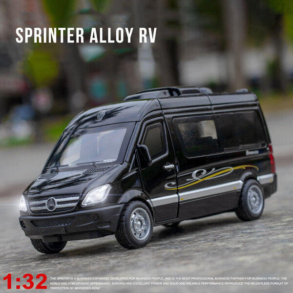 1:32 Alloy Mercedes Benz Sprinter RV Car Van Model Sound Light Campervan Toy