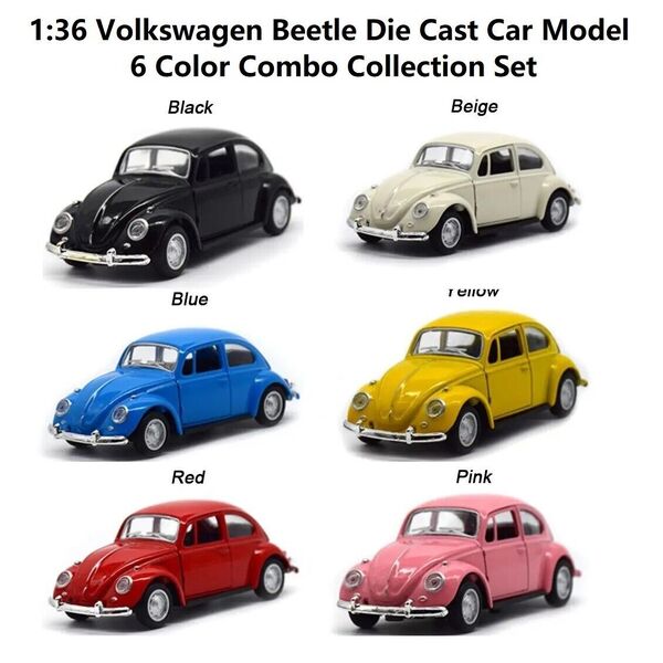 1:36 Classic Die Cast 1967 Volkswagen Beetle Car Model 6 Color Collect Combo Set