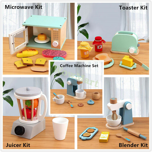 Wooden Pretend Kitchen Toy Microwave / Coffee Maker / Juicer / Blender / Toaster