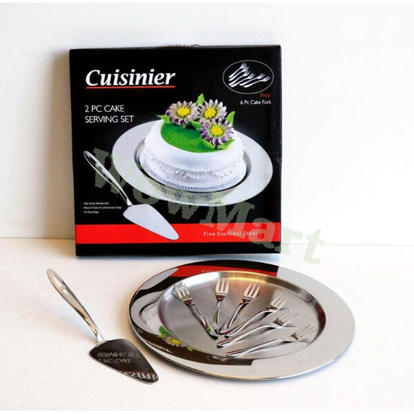 Cuisinier Fine Quality Stainless Steel 10 Inch Pie Cake Server Tray Plate Set