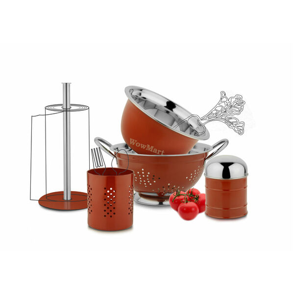 Wowmart New 5pc Stainless Steel Kitchen Essential Set (Red)