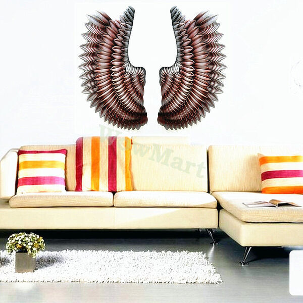 New Home Decor Wall Mount Craft Metal Sheet Pair of Wings 100x42cm/each