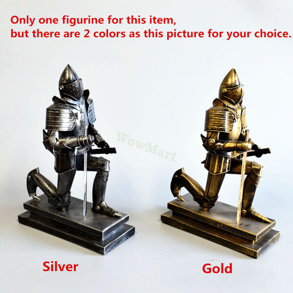 Handmade Retro Metal Medieval Knight Armour Soldier Warrior Statue 40cm  #602