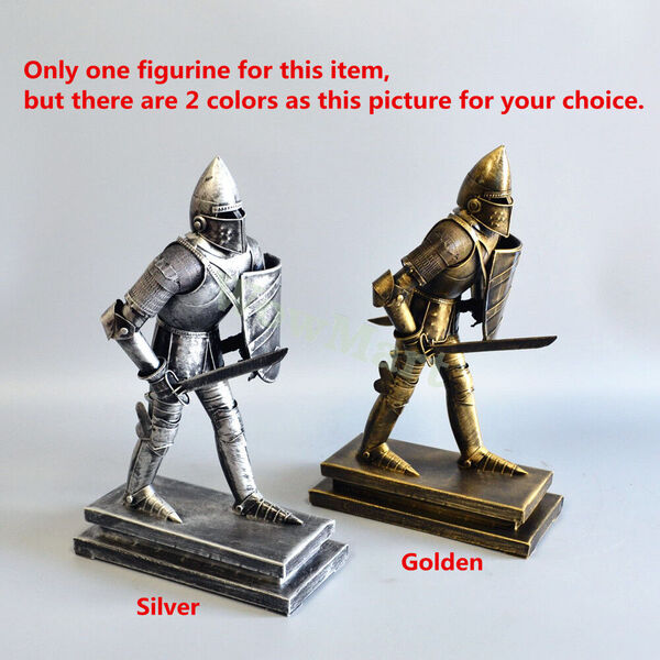 Handmade Retro Metal Medieval Armour Soldier Warrior Knight Statue 42cm #590