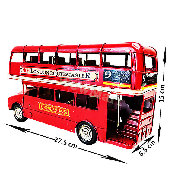 Vintage Handmade London Double Deck Bus Model Wrought Iron Craft Collection