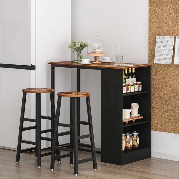 3Pc Bar Table 2 Stool Set Kitchen Breakfast Counter Dining Table Home Pub Set