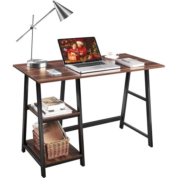 Metal Wooden Computer Desk Study Office Storage Study Table Industry Style 110cm