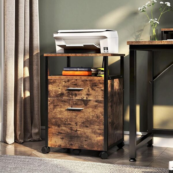 Home Office Metal Wooden Mobile File Cabinet Drawer Filing Cabinet Printer Desk