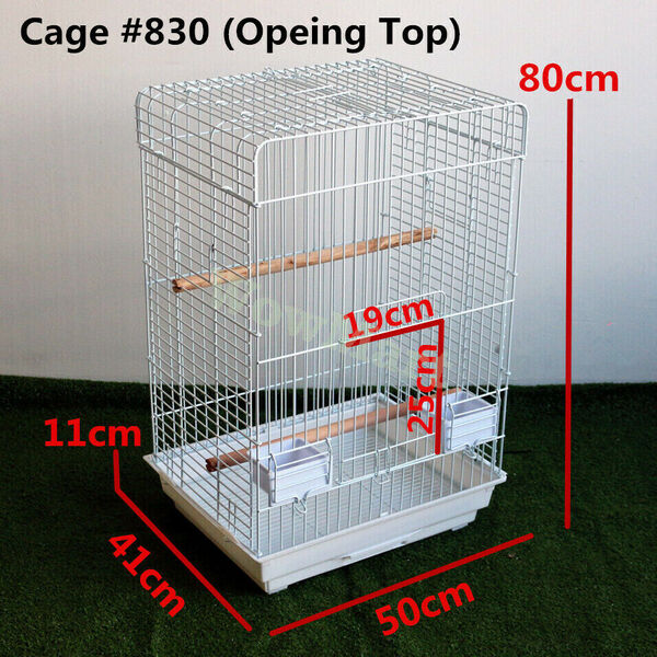 Portable Parrot Bird Open-Top Cage 50x41x80cm / Wheeled Stand Combo Set H140cm