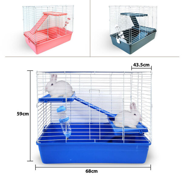 Pet Rabbit Bunny Hutch Ferret Guinea Pig Cage Run House Kennel 70*45*59cm 3color